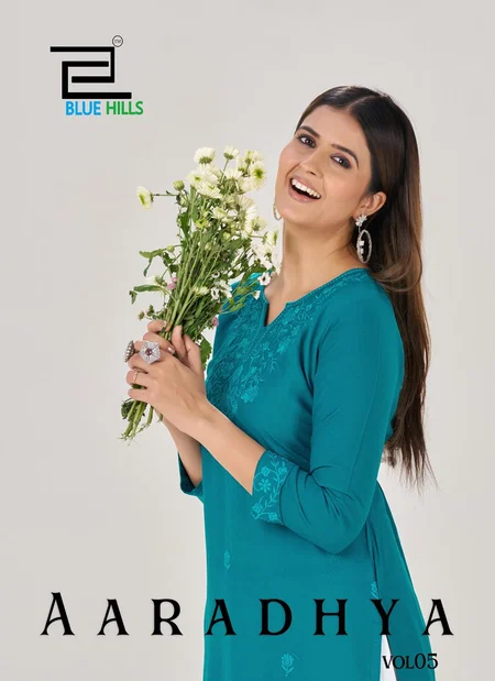 Aaradhya Vol 5 By Blue Hills 14 Kg Rayon With Embroidery Work Kurti Wholesalers In Delhi